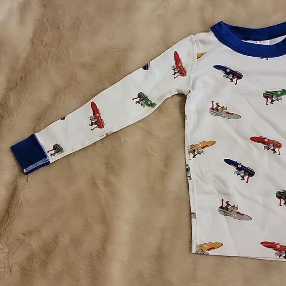 HANNA ANDERSSON 2-PIECE WHITE SNOWMOBILE PAJAMAS, SIZE 4 - 100% ORGANIC COTTON - Picture 2 of 9